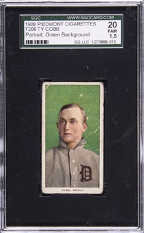 1909-11 T206 White Border Ty Cobb, Portrait, Green Background – SGC FR 1.5